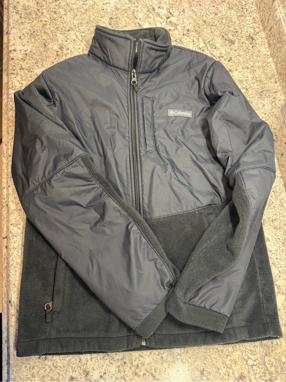 Columbia Boys Black Zip-Up Hybrid Jacket Size Large